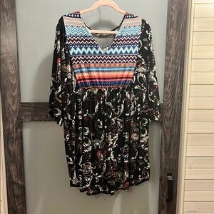 Black Casual V-neck Tunic